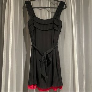 JUICY COUTURE - Pleated mini dress with belt. Black with pink lining. New w Tag.